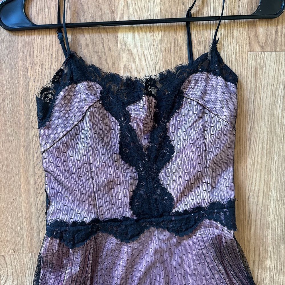 Betsey Johnson Dusty Rose and Black Lace Slip Dress - Picture 4 of 5